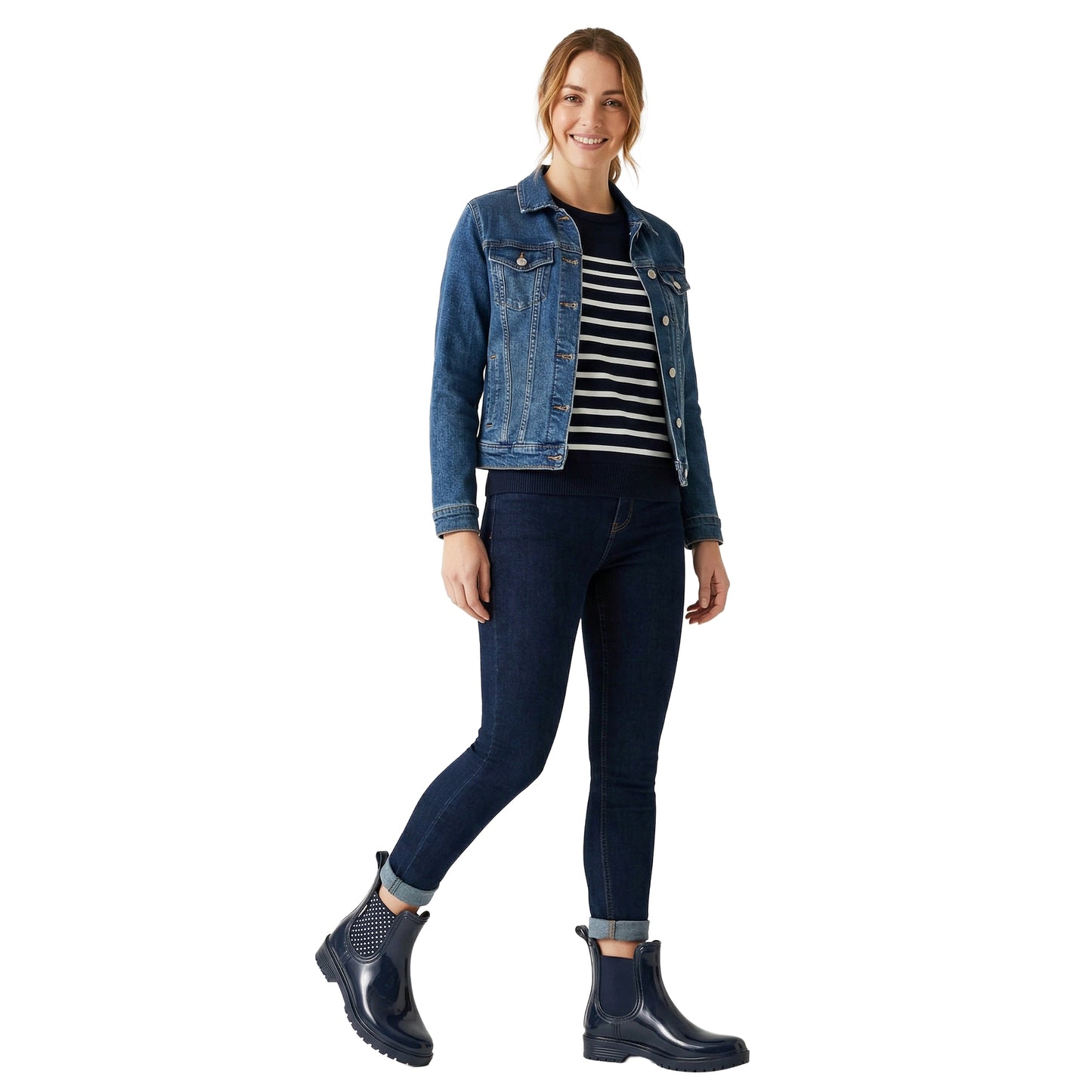 Navy-White Sand - Close up - Regatta Womens-Ladies Lady Harriett II Ankle Wellington Boots