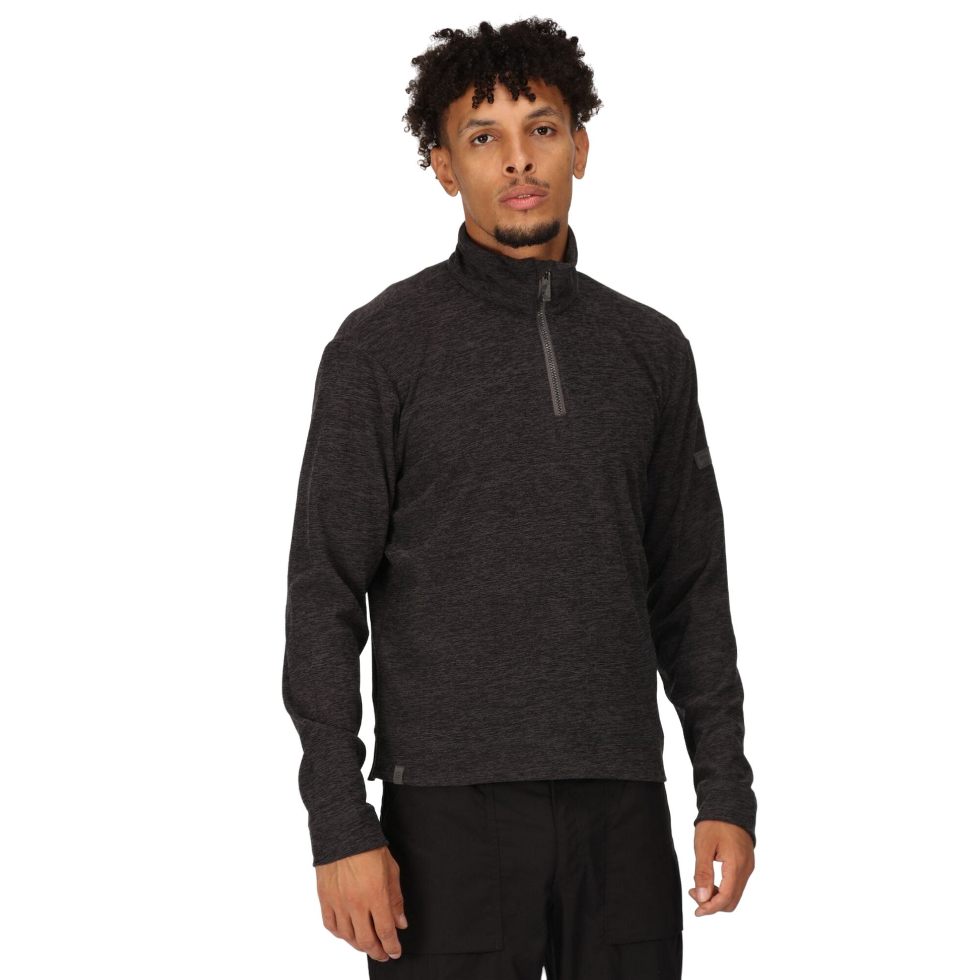 Dark Grey - Pack Shot - Regatta Mens Shorebay Marl Quarter Zip Fleece Top