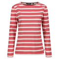 Mineral Red-Light Vanilla - Front - Regatta Womens-Ladies Federica Stripe Long-Sleeved T-Shirt