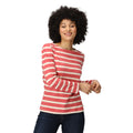 Mineral Red-Light Vanilla - Side - Regatta Womens-Ladies Federica Stripe Long-Sleeved T-Shirt