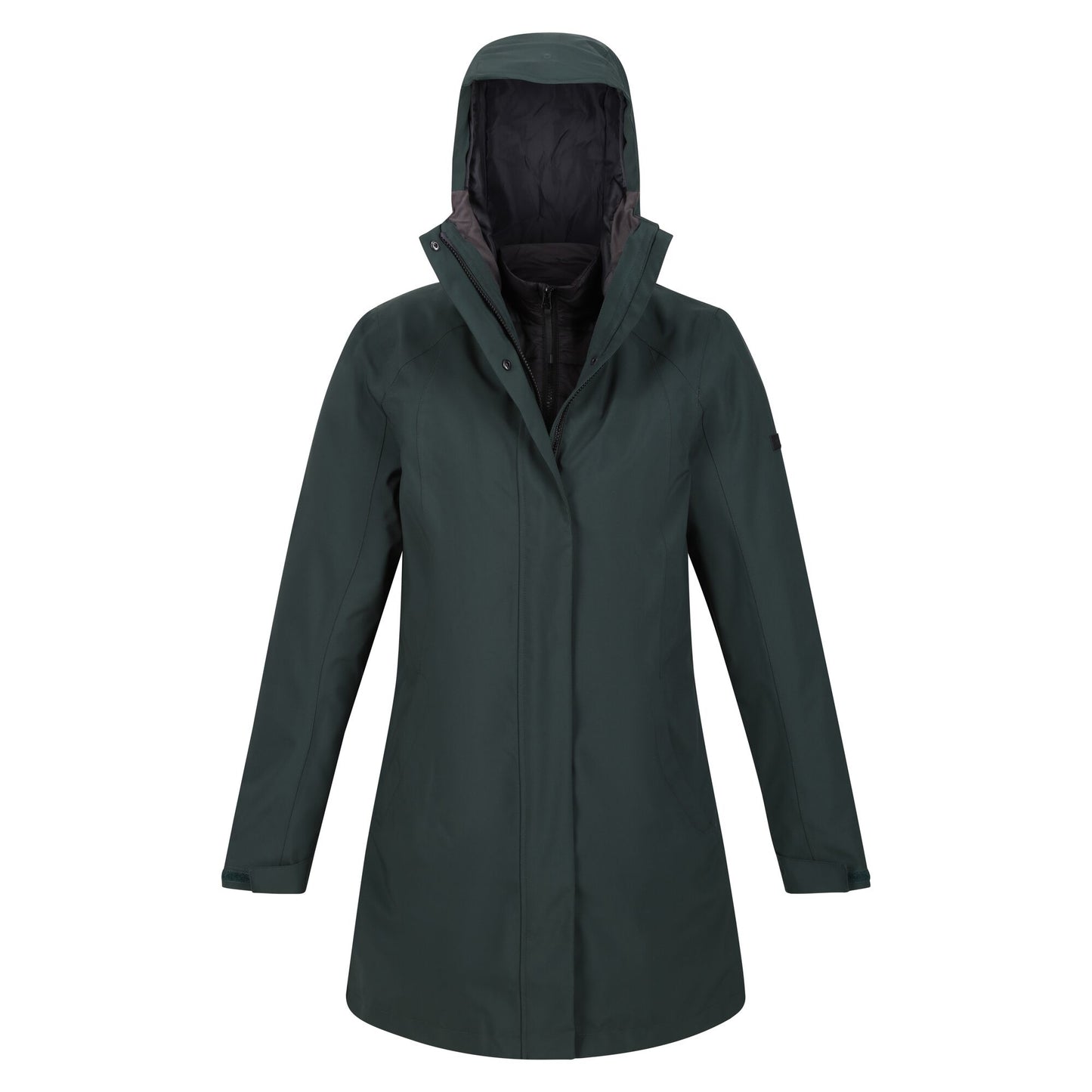 Darkest Spruce-Black - Side - Regatta Womens-Ladies Denbury IV 2 in 1 Waterproof Jacket