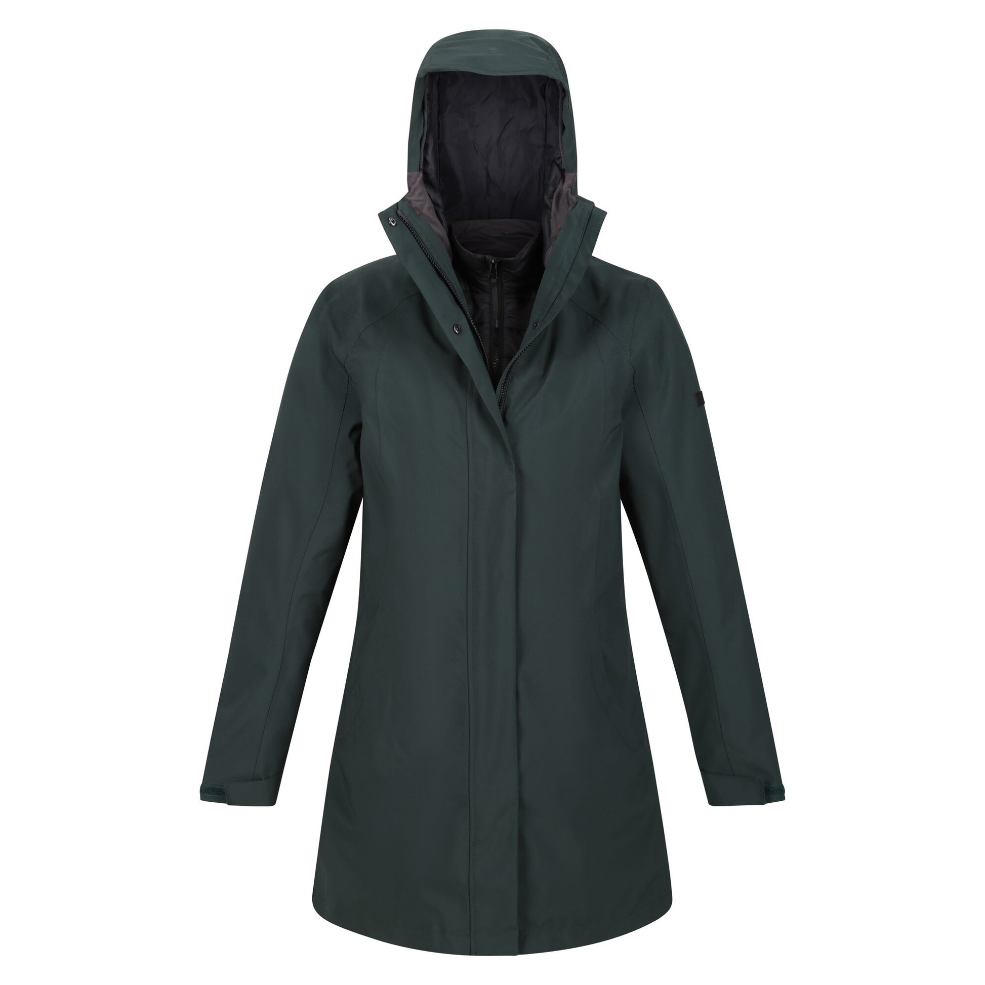 Darkest Spruce-Black - Side - Regatta Womens-Ladies Denbury IV 2 in 1 Waterproof Jacket