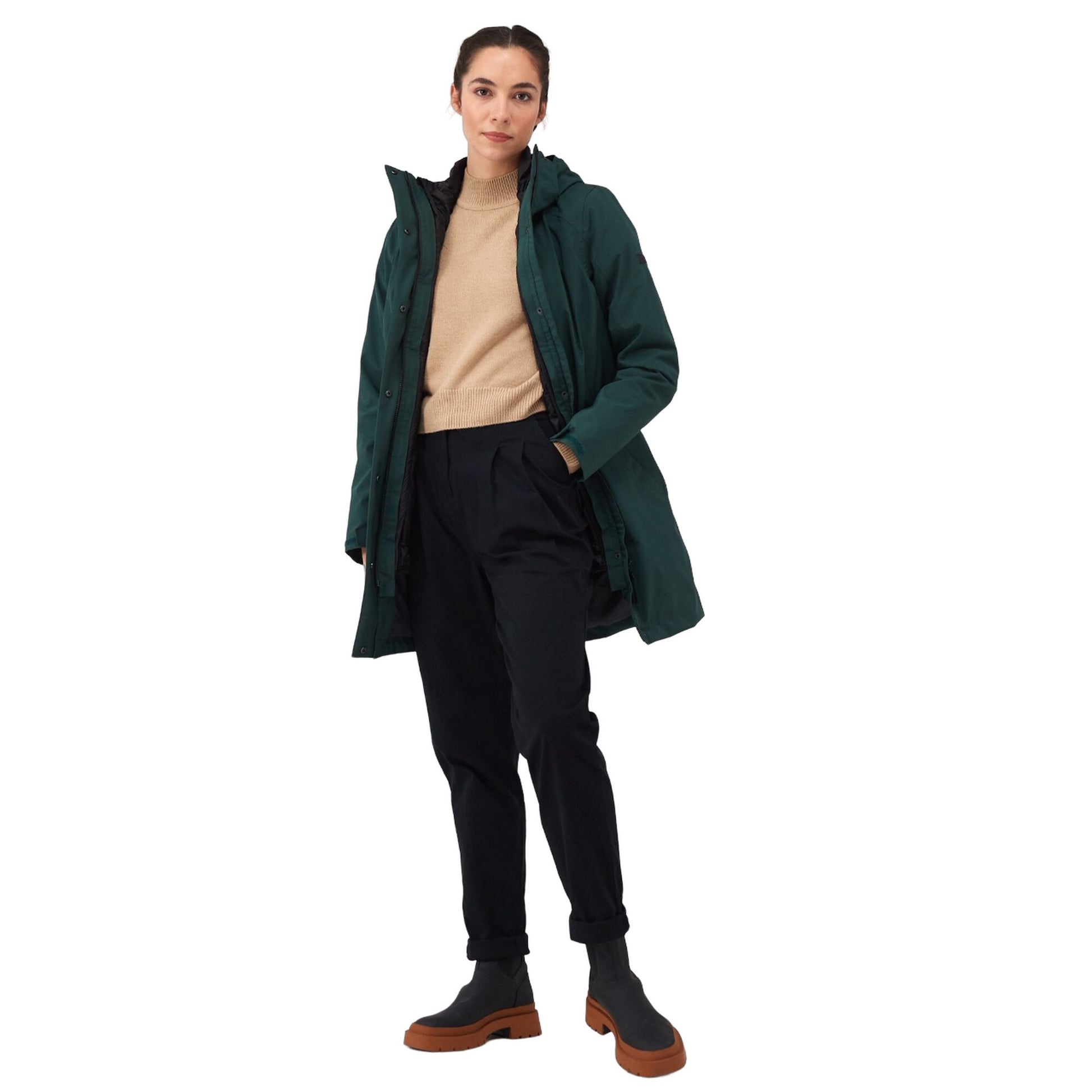 Darkest Spruce-Black - Close up - Regatta Womens-Ladies Denbury IV 2 in 1 Waterproof Jacket