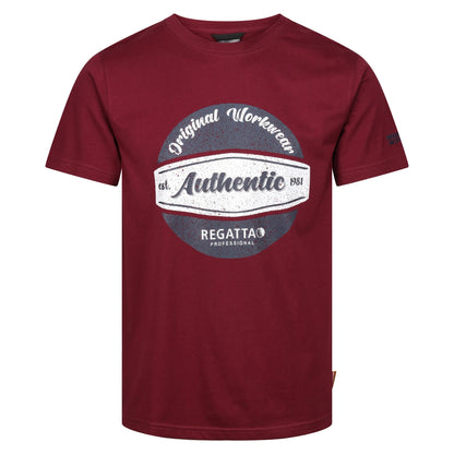 Burgundy - Front - Regatta Professional Mens Cotton T-Shirt