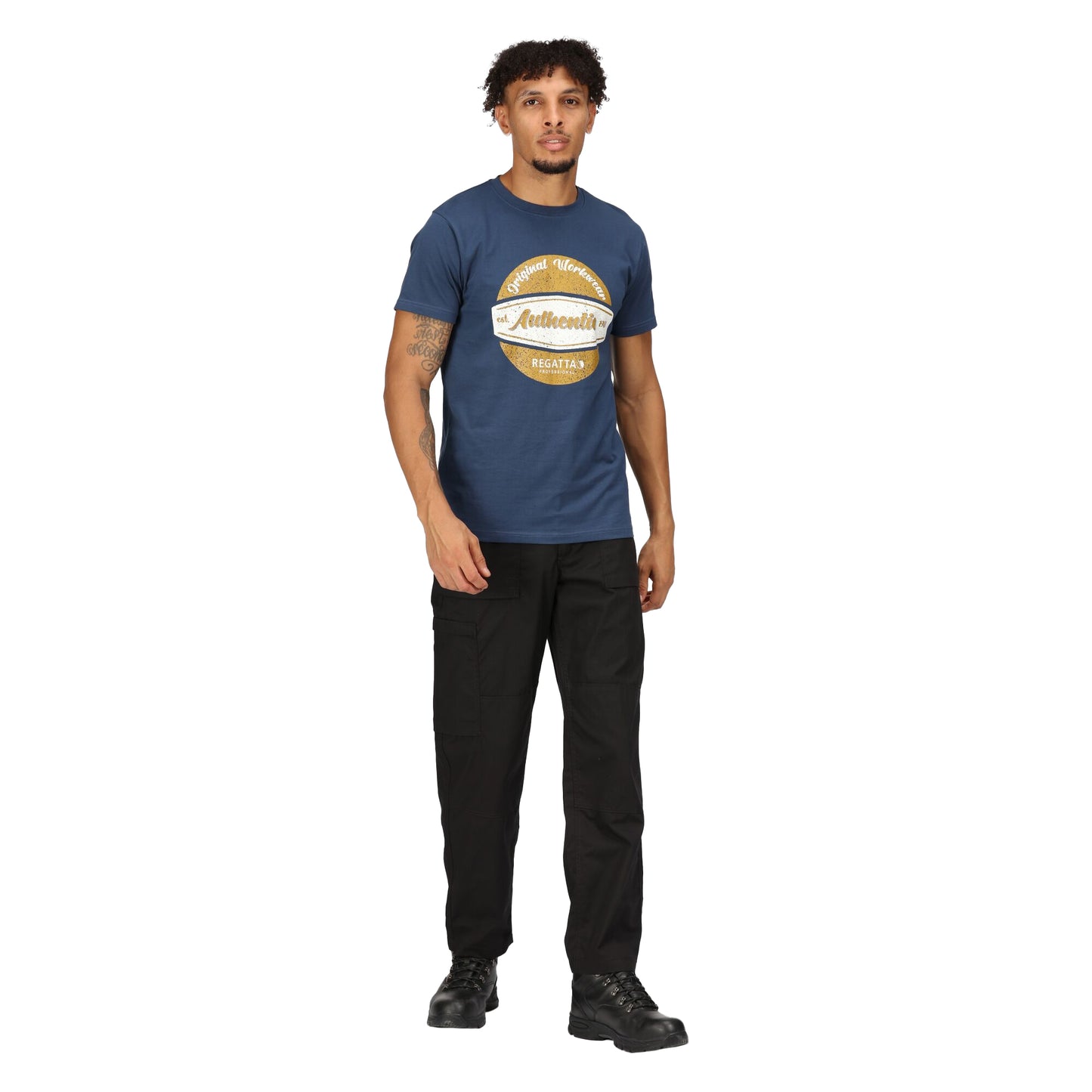 Dark Denim - Side - Regatta Professional Mens Cotton T-Shirt