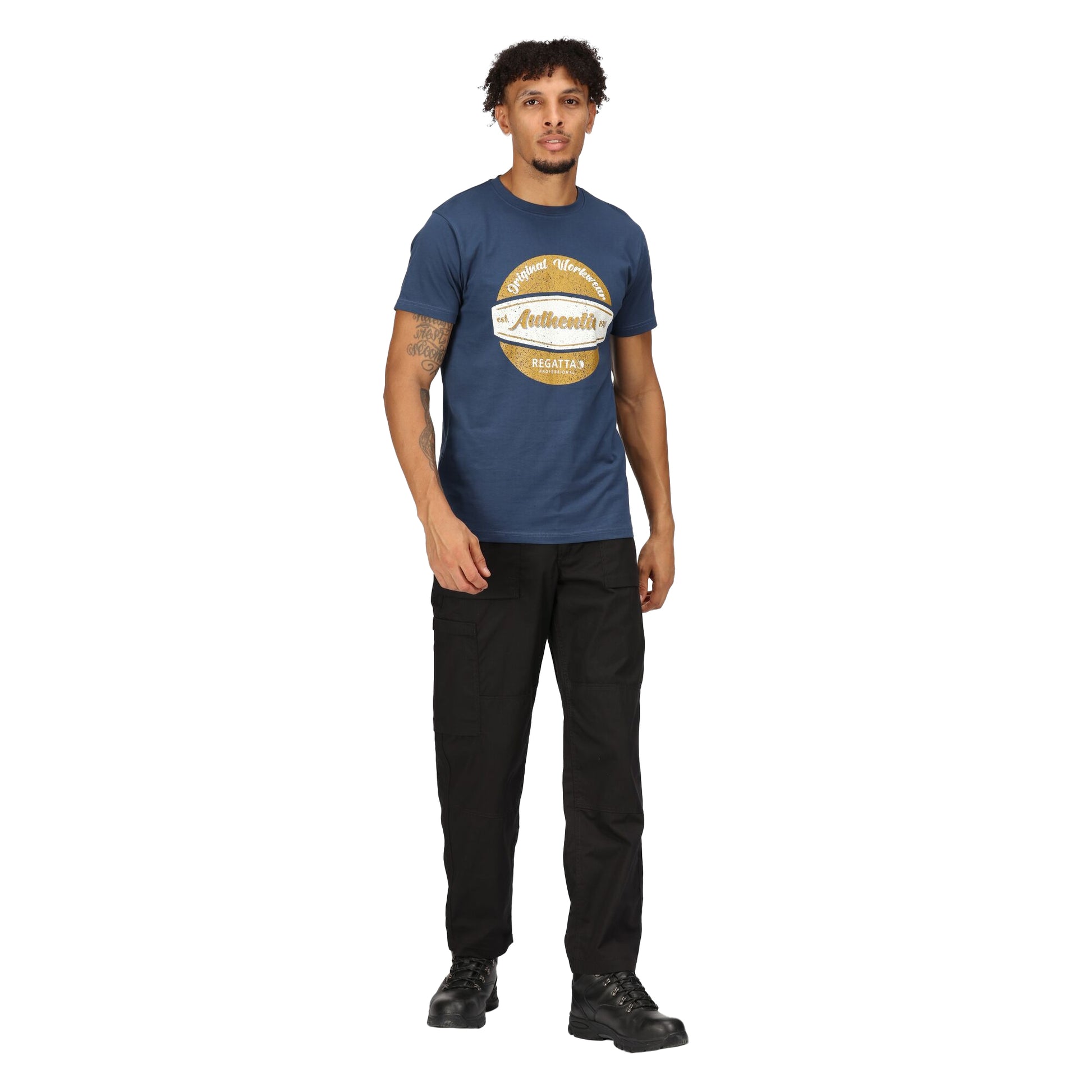 Dark Denim - Side - Regatta Professional Mens Cotton T-Shirt