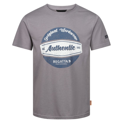 Rock Grey Marl - Front - Regatta Professional Mens Cotton T-Shirt