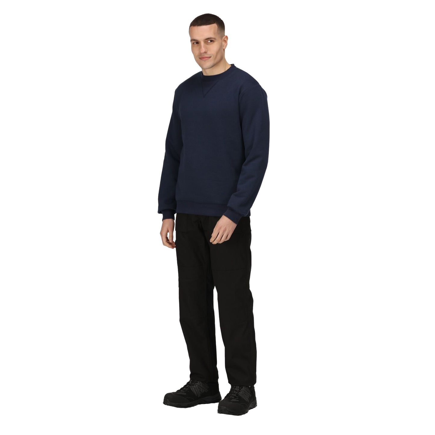 Navy - Side - Regatta Professional Mens Crew Neck Sweatshirt