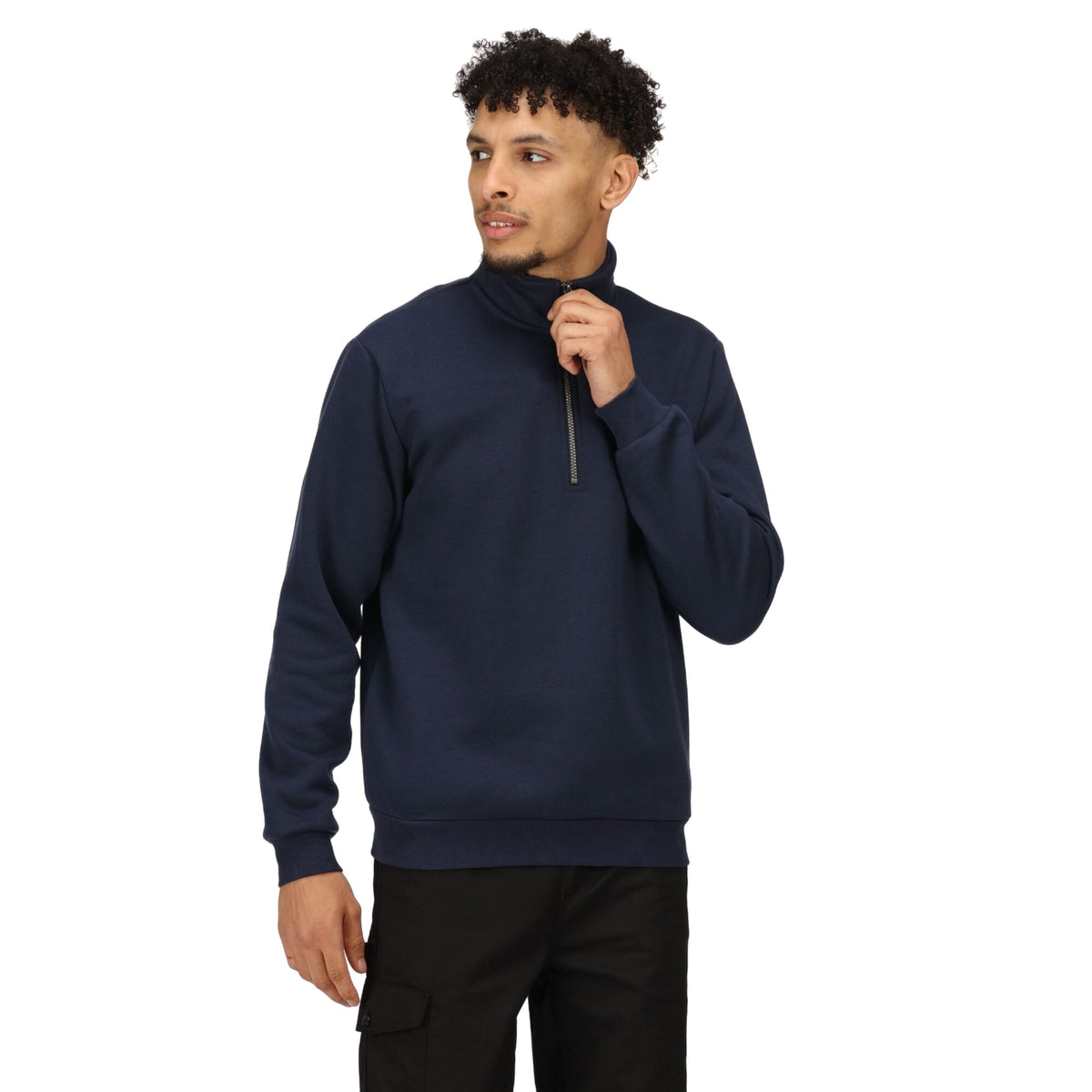Navy - Side - Regatta Professional Mens Quarter Zip Sweatshirt