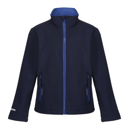 Navy-New Royal - Front - Regatta Professional Childrens-Kids 2 Layer Soft Shell Jacket