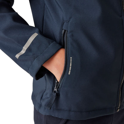 Navy - Side - Regatta Professional Childrens-Kids 2 Layer Soft Shell Jacket