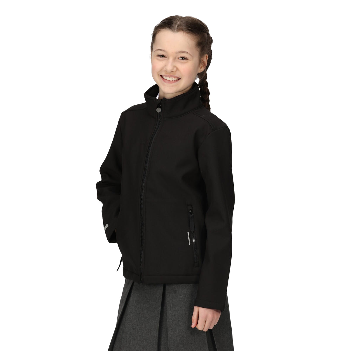 Black - Side - Regatta Professional Childrens-Kids 2 Layer Soft Shell Jacket