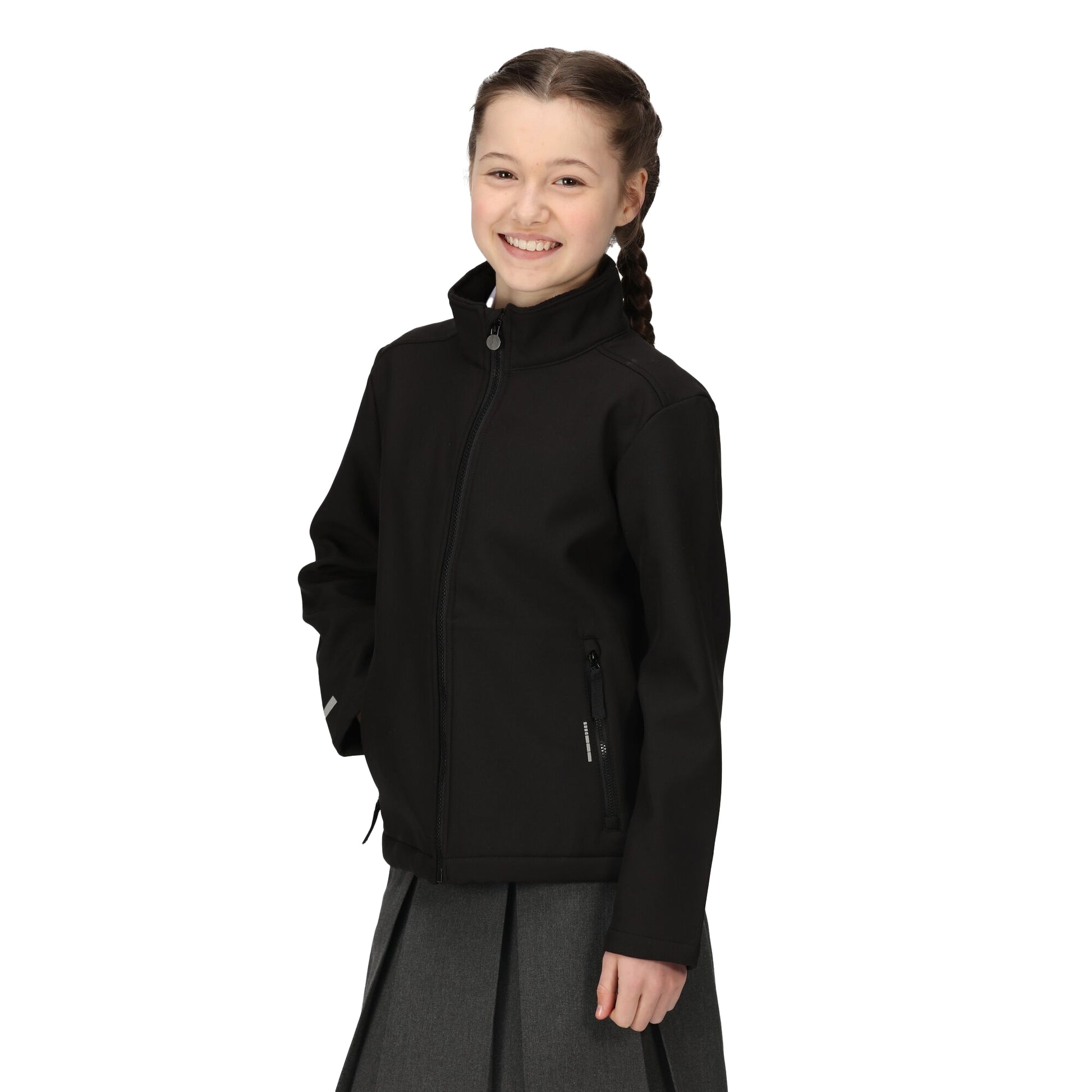 Black - Side - Regatta Professional Childrens-Kids 2 Layer Soft Shell Jacket
