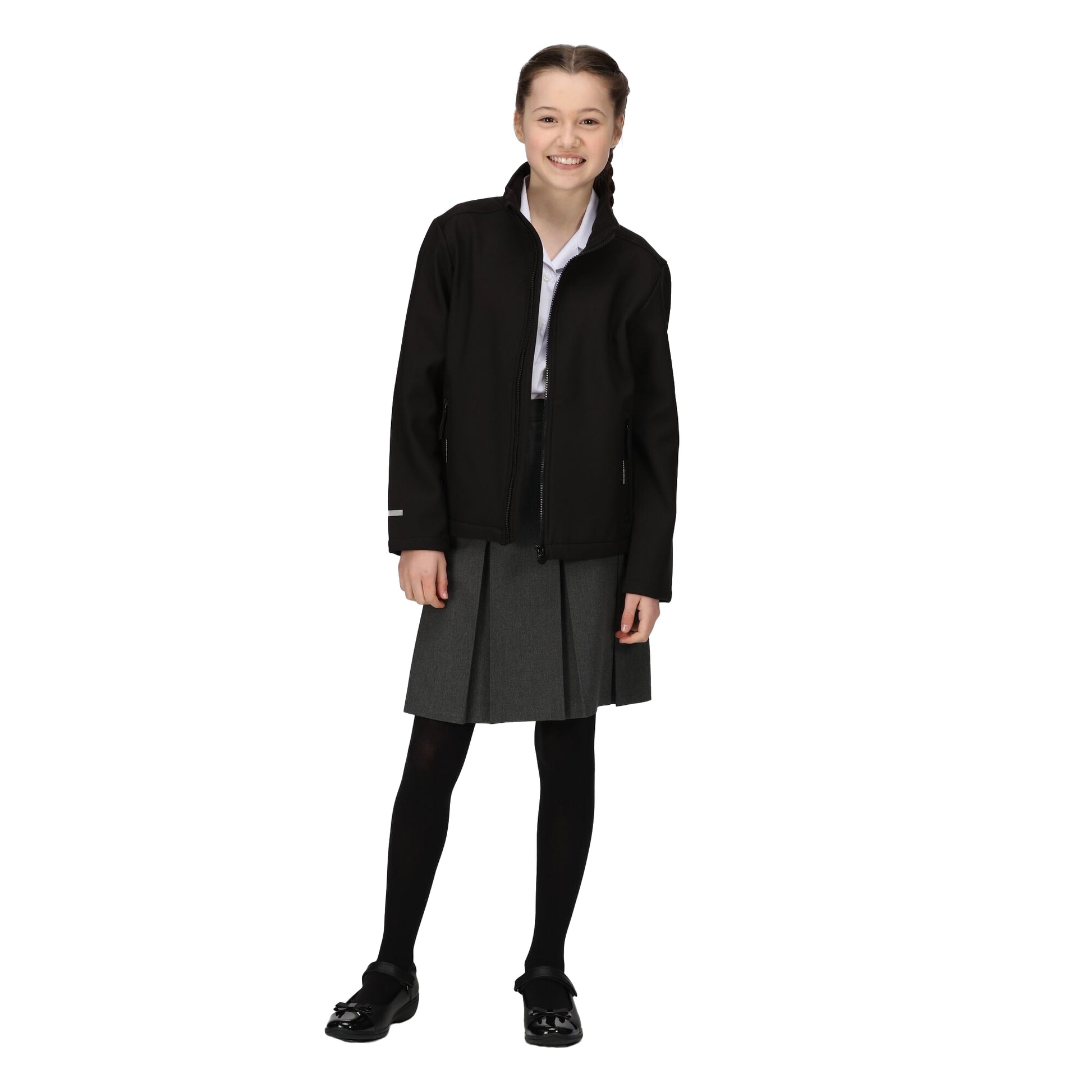 Black - Lifestyle - Regatta Professional Childrens-Kids 2 Layer Soft Shell Jacket