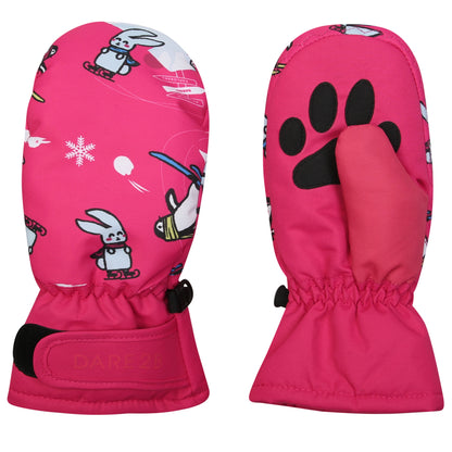Pure Pink-Arctic Pink - Side - Dare 2B Childrens-Kids Snowplay Mittens