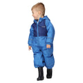 Strong Blue-New Royal - Side - Regatta Childrens-Kids Mudplay III Monster Waterproof Puddle Suit
