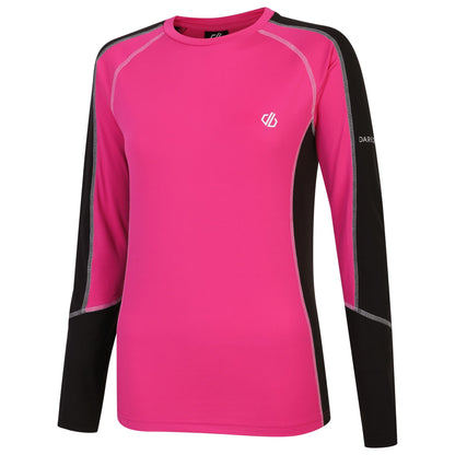 Pure Pink-Black - Side - Dare 2B Womens-Ladies Exchange III Contrast Panel Base Layer Set