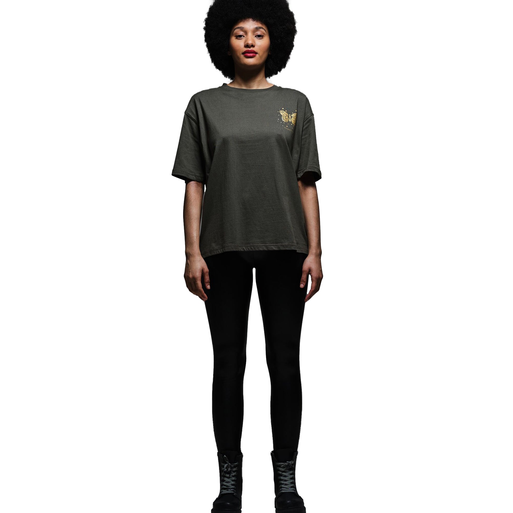 Dark Khaki - Side - Regatta Womens-Ladies Christian Lacroix Bellegarde Butterfly Back Print T-Shirt