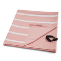 Seashell Pink-White - Side - Regatta Striped Microfibre Beach Towel
