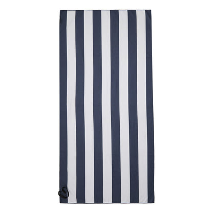 Navy-White - Front - Regatta Striped Microfibre Beach Towel