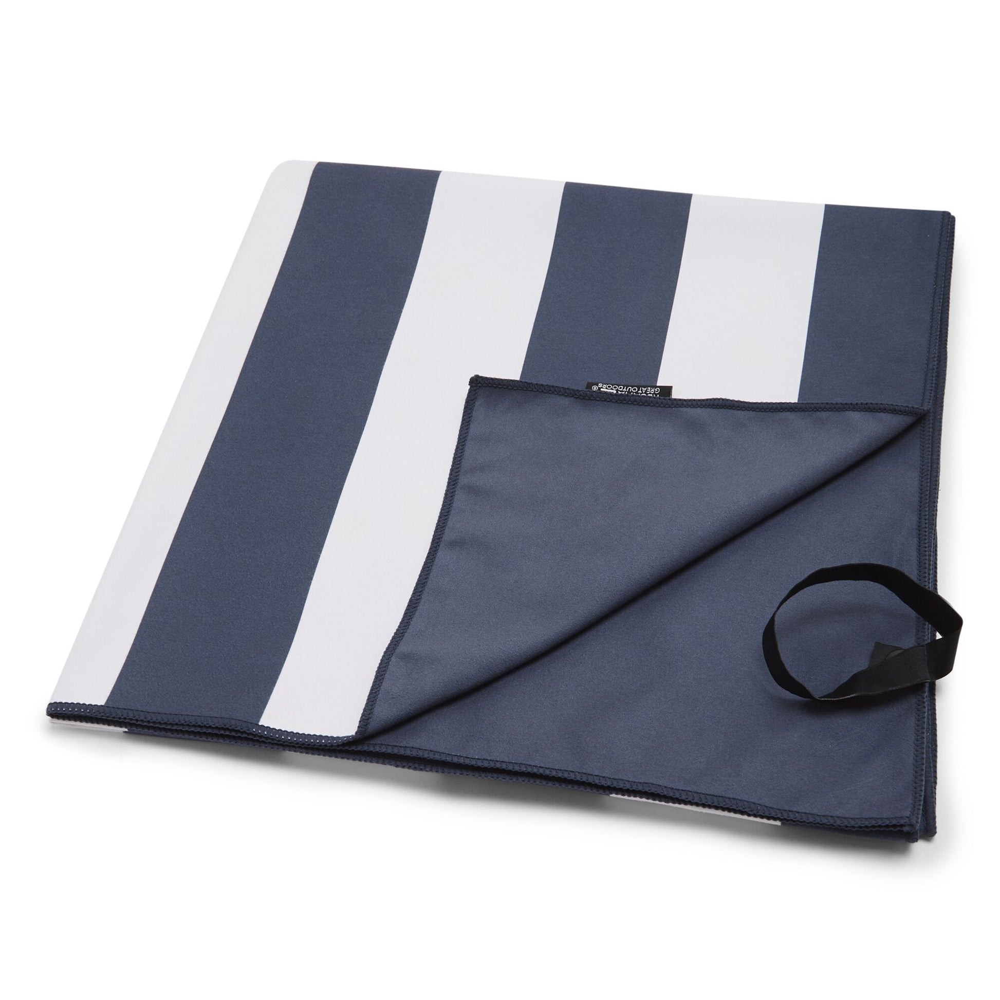 Navy-White - Side - Regatta Striped Microfibre Beach Towel