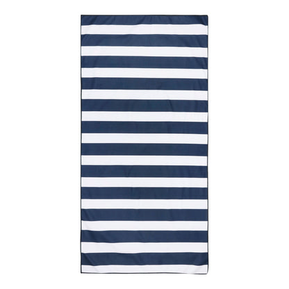 White-Navy - Front - Regatta Striped Microfibre Beach Towel
