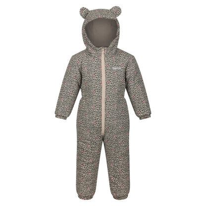 Hessian - Front - Regatta Childrens-Kids Penrose Animal Ditsy Print Puddle Suit