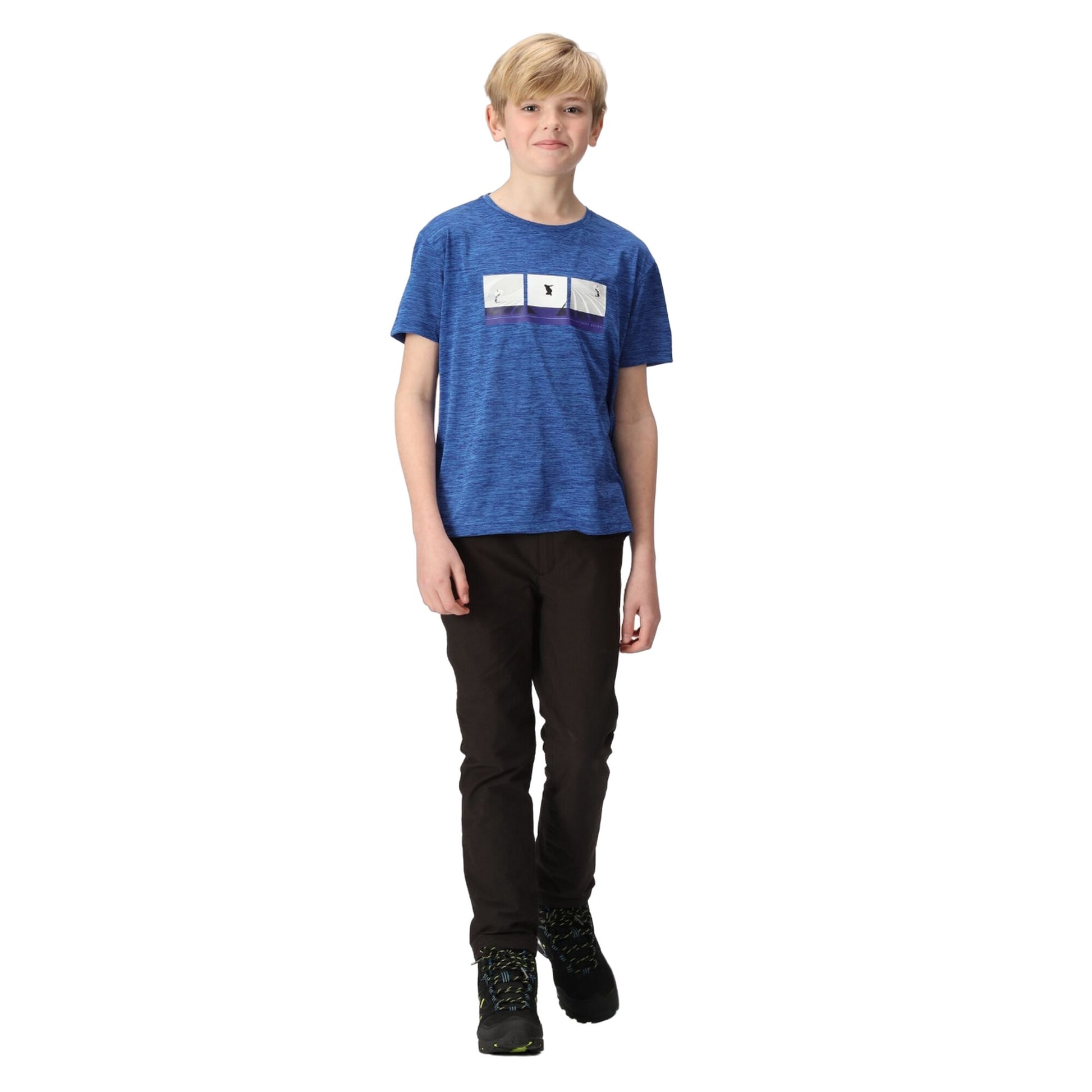 Strong Blue - Close up - Regatta Childrens-Kids Findley Graphic Print Marl T-Shirt