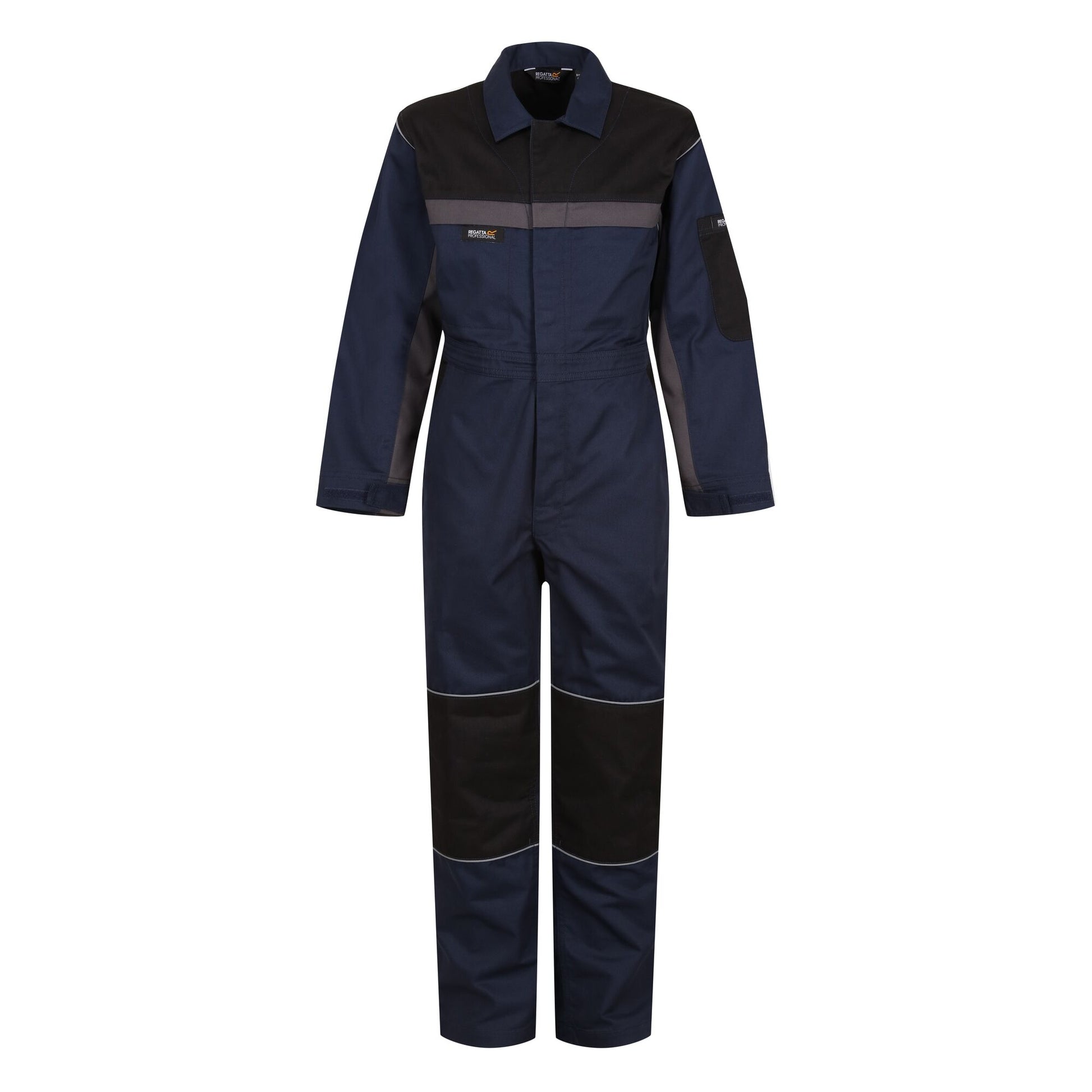 Navy-Black - Front - Regatta Professional Childrens-Kids Contrast Snap Fit Jumpsuit