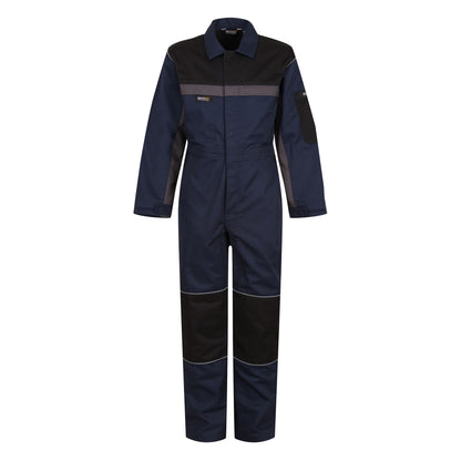 Navy-Black - Front - Regatta Professional Childrens-Kids Contrast Snap Fit Jumpsuit