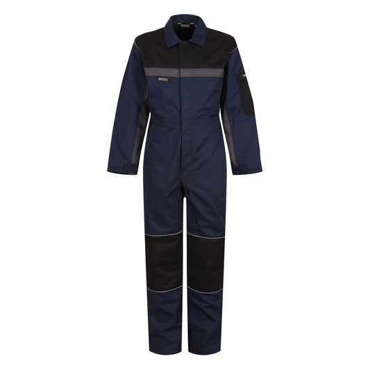 Navy-Black - Front - Regatta Professional Childrens-Kids Contrast Snap Fit Jumpsuit