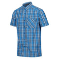 Indigo Blue - Side - Regatta Mens Mindano VII Checked Short-Sleeved Shirt