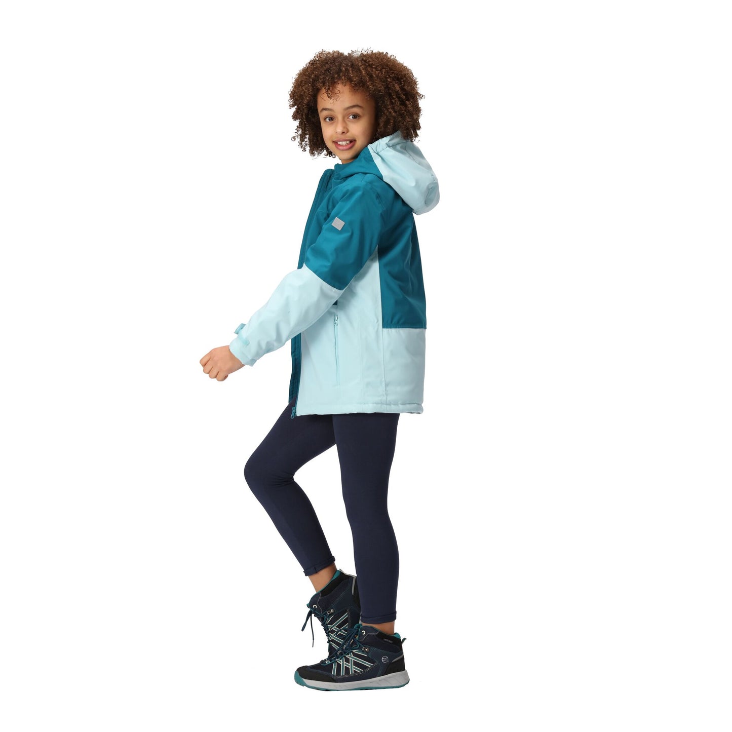 Gulfstream-Sea Haze - Close up - Regatta Childrens-Kids Highton IV Padded Waterproof Jacket