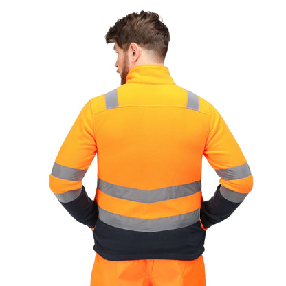 Orange-Navy - Lifestyle - Regatta Mens Pro 250 Hi-Vis Fleece Jacket