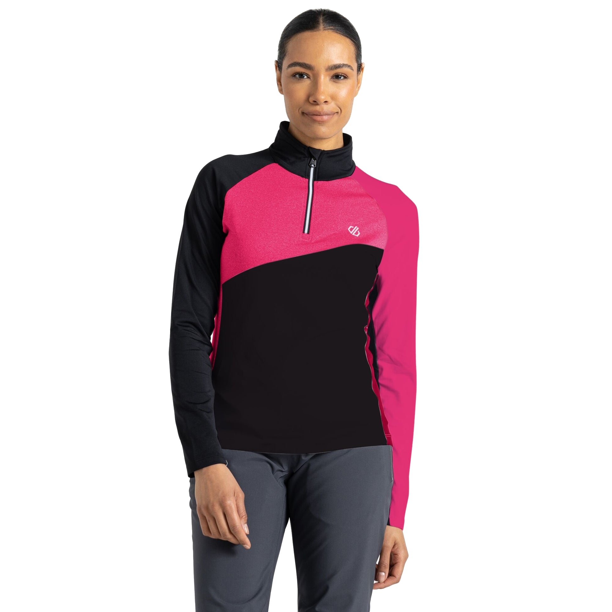 Pure Pink-Black - Lifestyle - Dare 2B Womens-Ladies Ice Core Stretch Midlayer