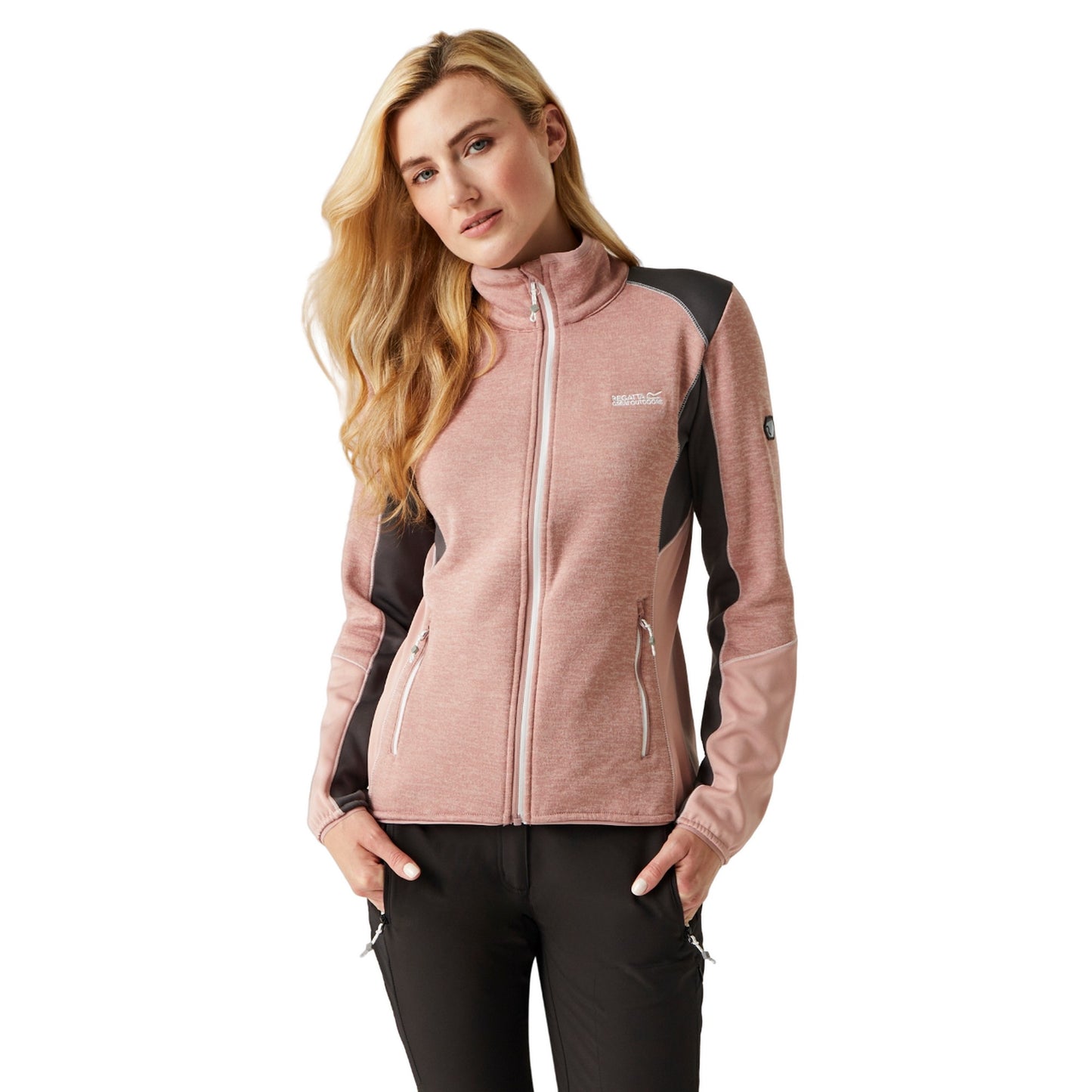 Dusky Rose-Seal Grey - Lifestyle - Regatta Womens-Ladies Lindalla V Extol Stretch Full Zip Fleece Jacket