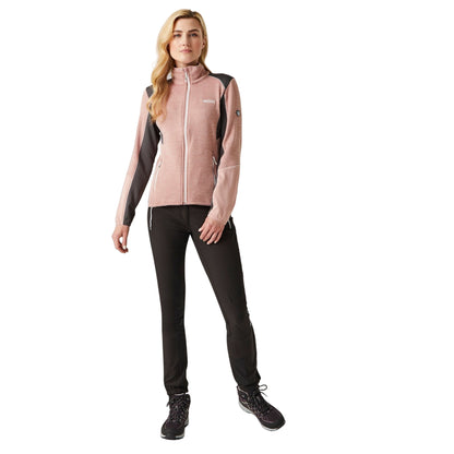 Dusky Rose-Seal Grey - Pack Shot - Regatta Womens-Ladies Lindalla V Extol Stretch Full Zip Fleece Jacket