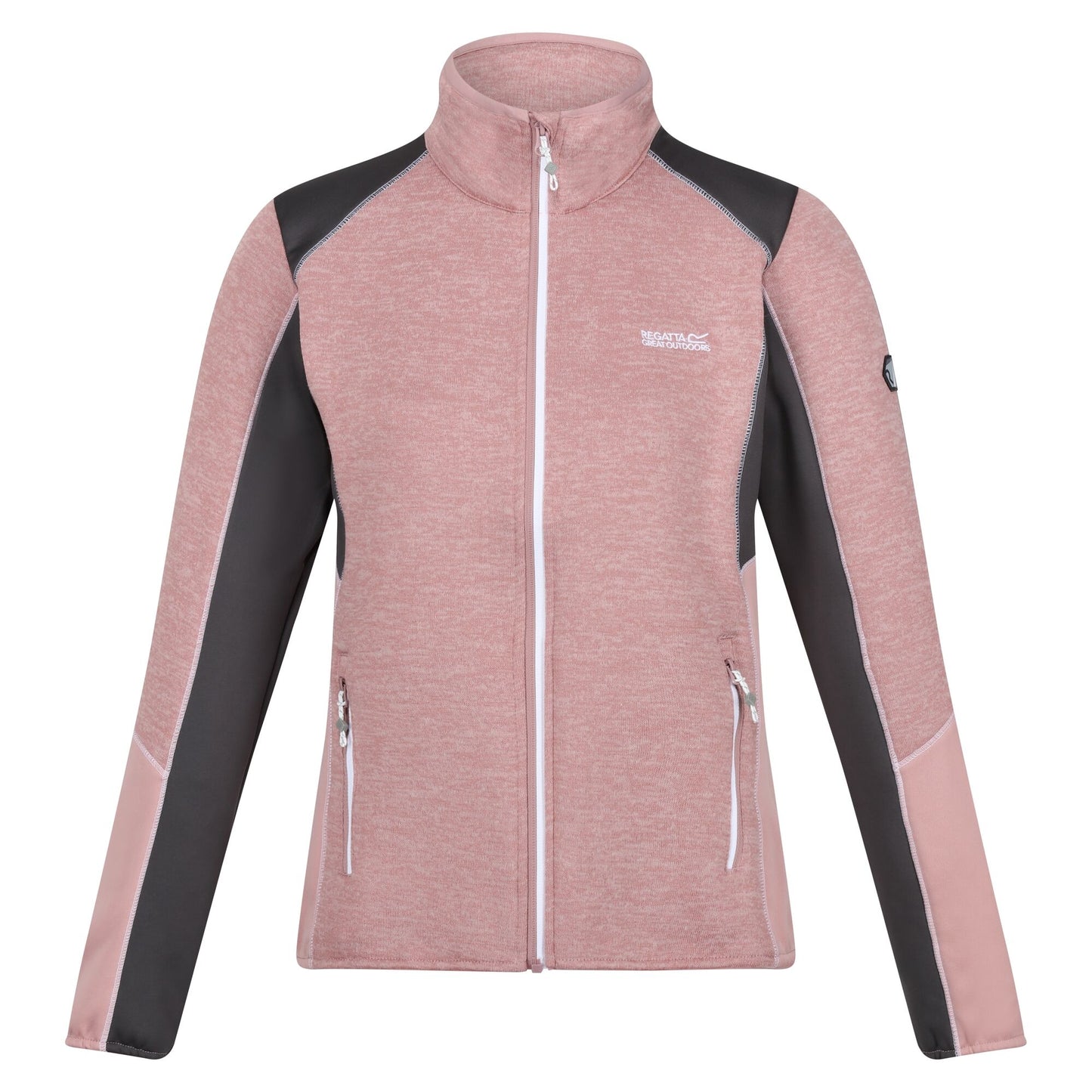 Dusky Rose-Seal Grey - Front - Regatta Womens-Ladies Lindalla V Extol Stretch Full Zip Fleece Jacket