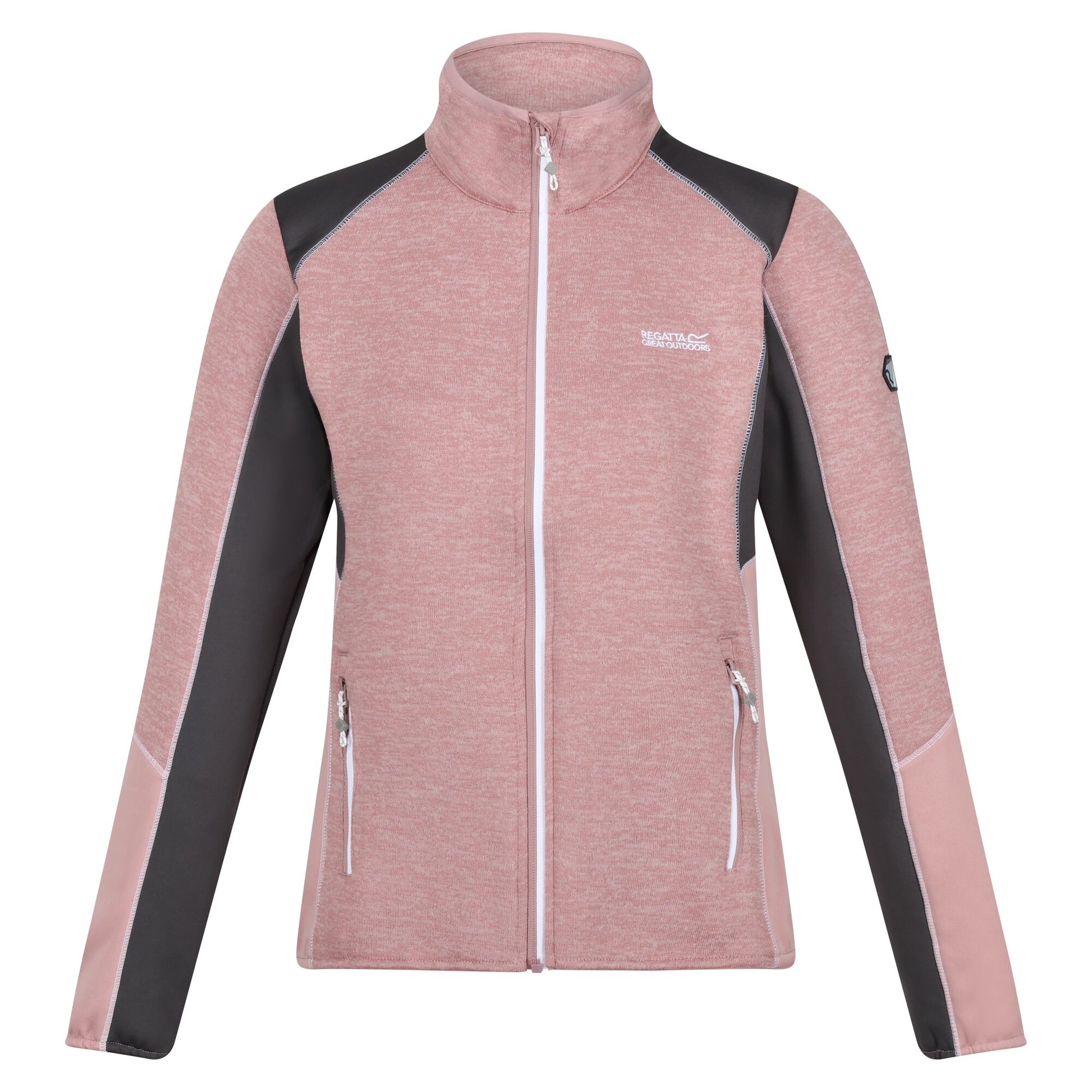Dusky Rose-Seal Grey - Front - Regatta Womens-Ladies Lindalla V Extol Stretch Full Zip Fleece Jacket