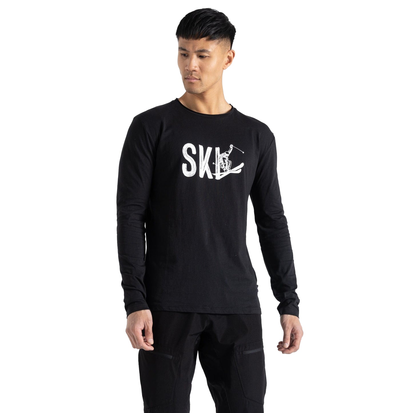 Black - Lifestyle - Regatta Mens Stomping Skiing Scene Long-Sleeved T-Shirt