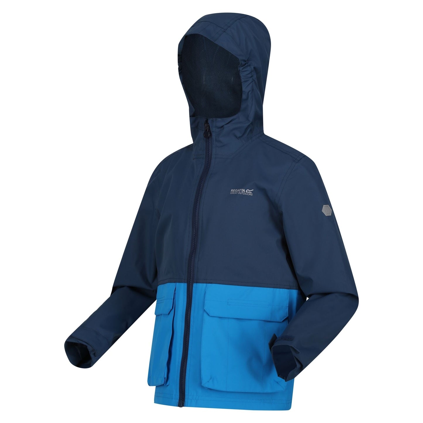 Blue Wing-Indigo - Side - Regatta Childrens-Kids Hywell Colour Block Waterproof Jacket