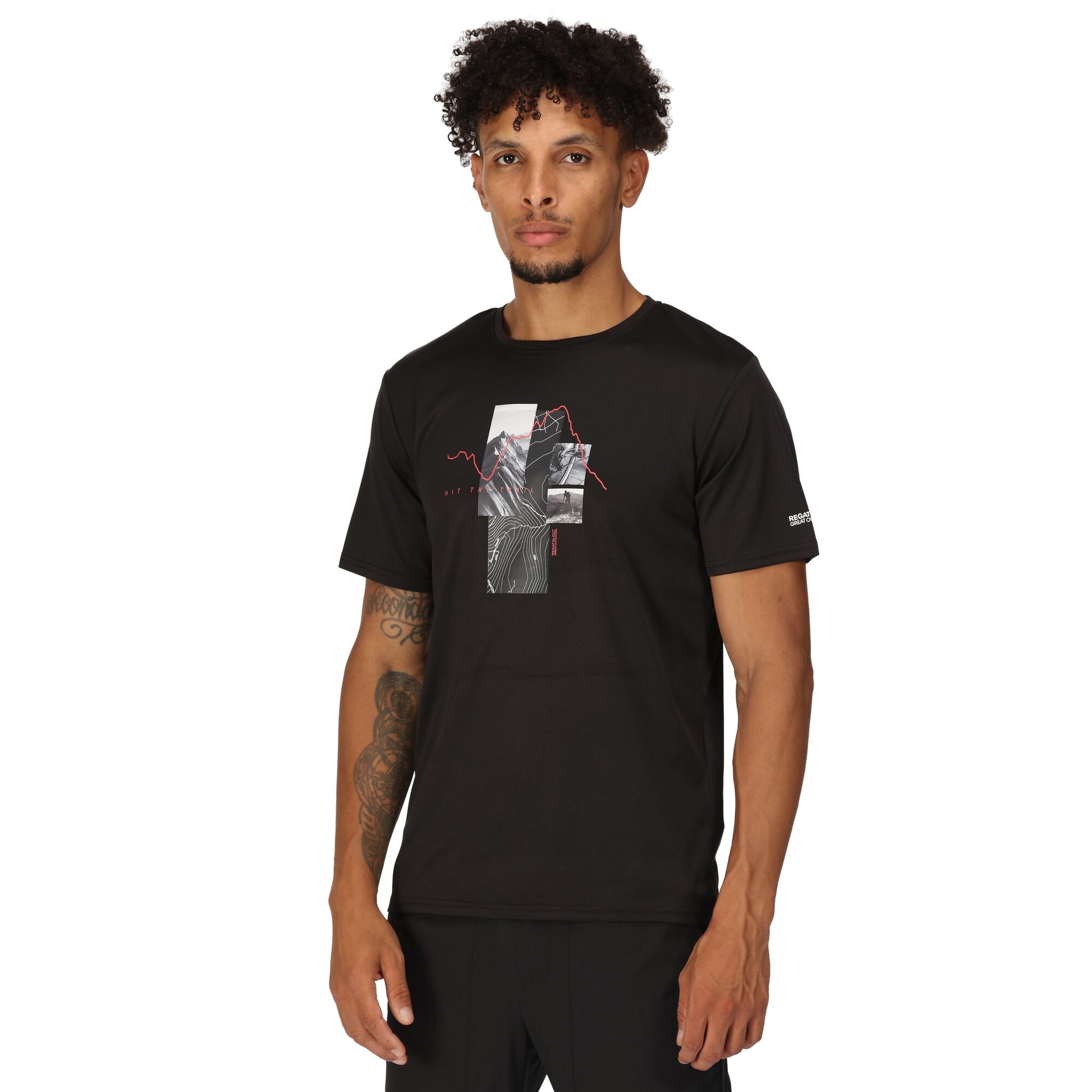 Black - Pack Shot - Regatta Mens Fingal VII Hit The Trail T-Shirt