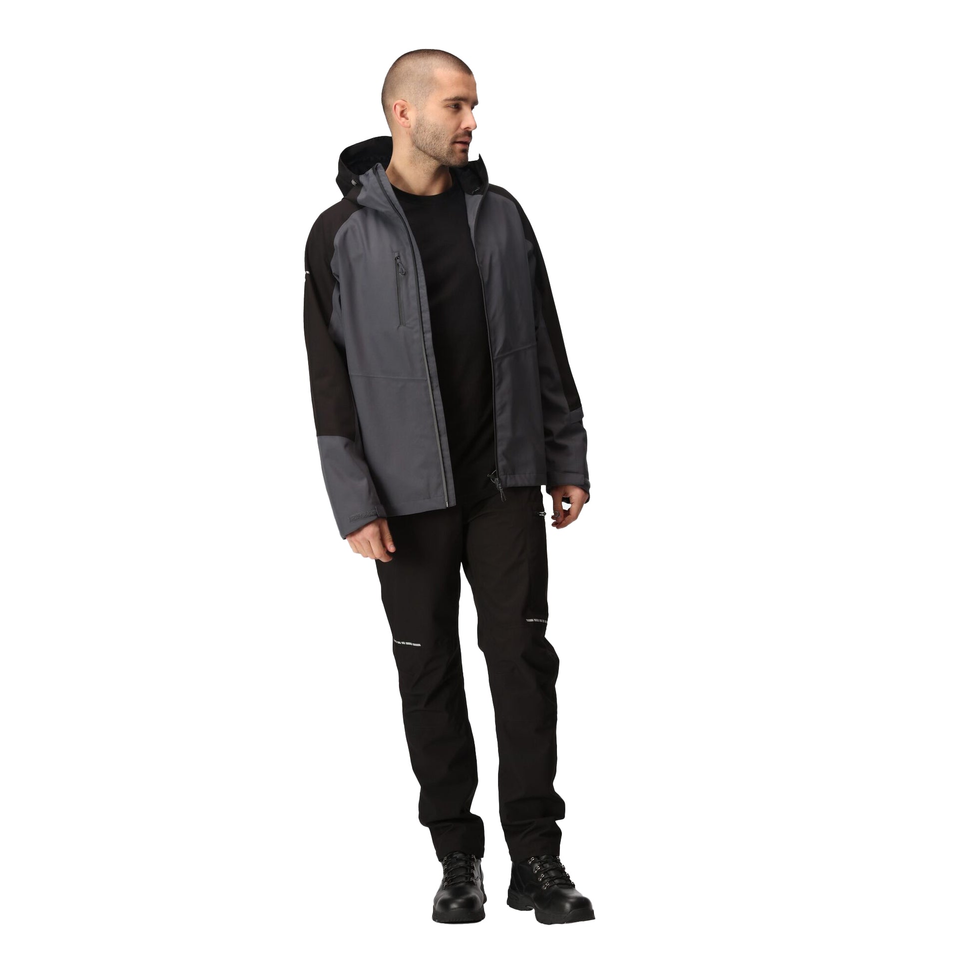 Seal Grey-Black - Pack Shot - Regatta Professional Mens Contrast Detail Waterproof Jacket
