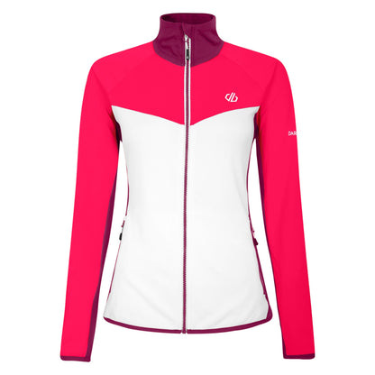 White-Neon Pink - Front - Dare 2B Womens-Ladies Core Stretch Midlayer