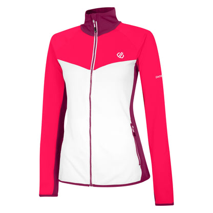 White-Neon Pink - Side - Dare 2B Womens-Ladies Core Stretch Midlayer