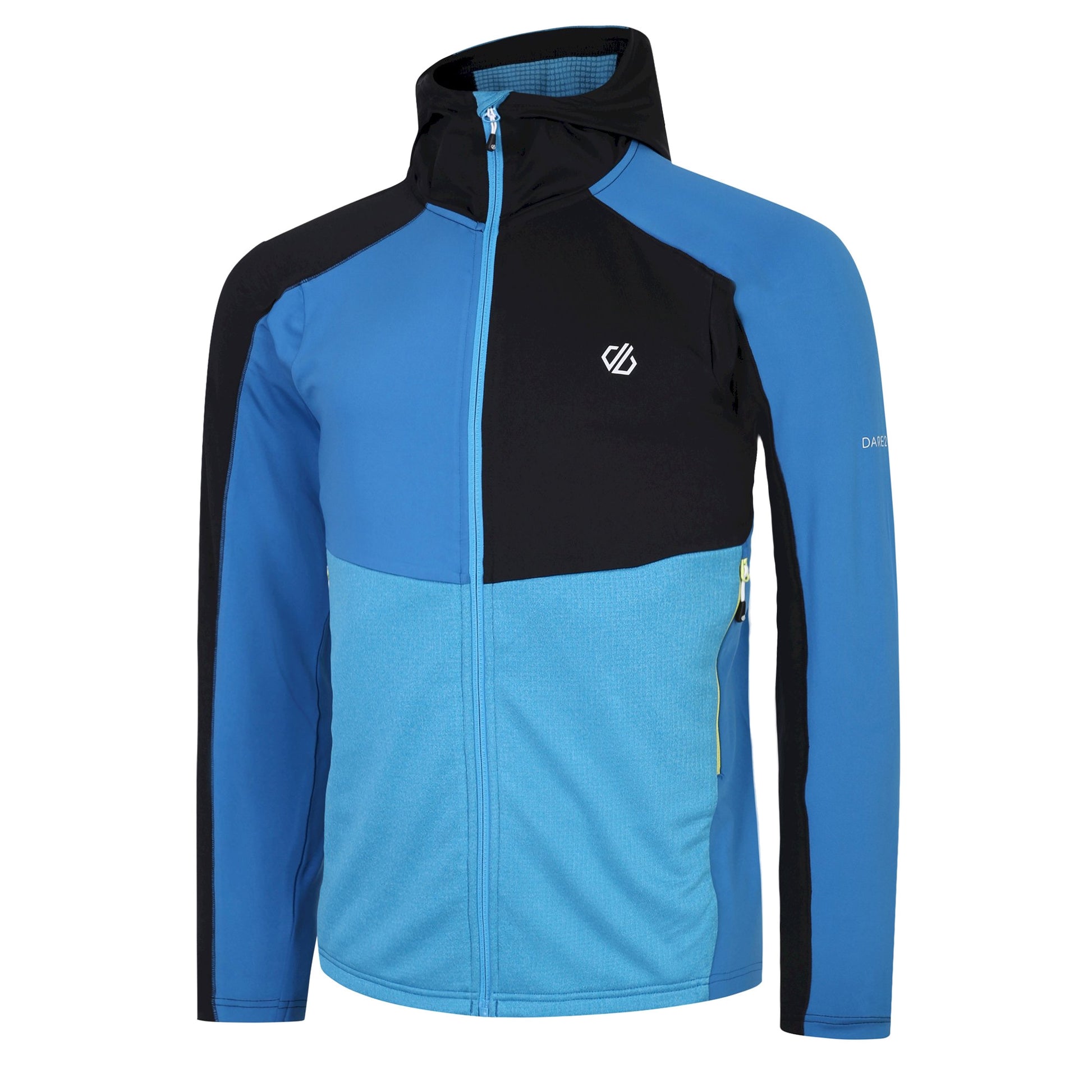 Deep Water-Wave Ride-Green Algae-Black - Side - Dare 2B Mens Assimilate Core Stretch Hooded Midlayer