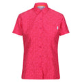Flamingo Pink Potion - Front - Regatta Womens-Ladies Mindano VIII Ditsy Print Short-Sleeved Shirt
