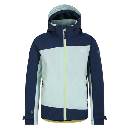 Mint Green-Moonlight Denim - Front - Dare 2B Childrens-Kids Explore II Waterproof Jacket
