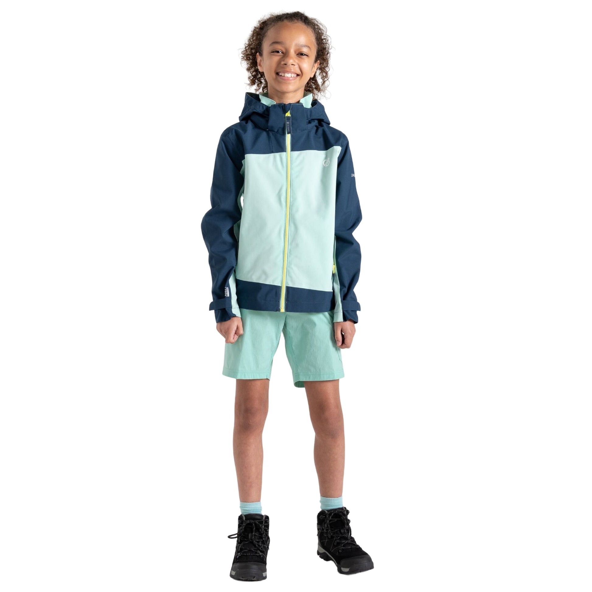 Mint Green-Moonlight Denim - Close up - Dare 2B Childrens-Kids Explore II Waterproof Jacket