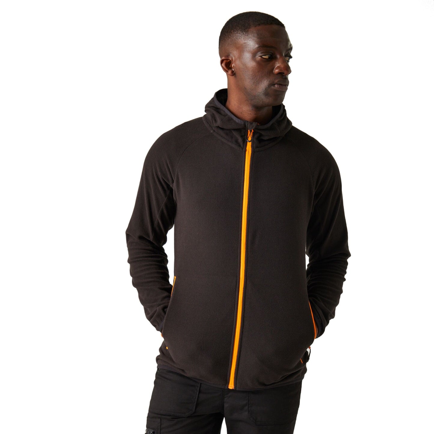 Black-Orange Pop - Side - Regatta Professional Mens Full Zip Fleece Jacket